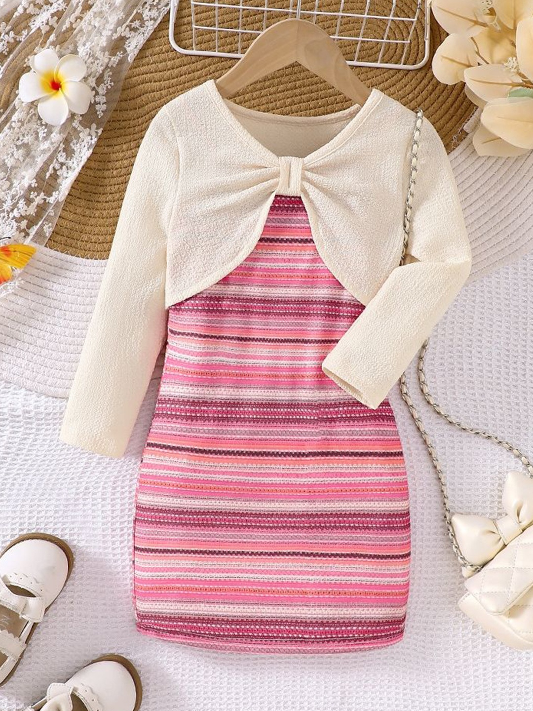 

LULU & SKY Girls Top with Skirt, Beige