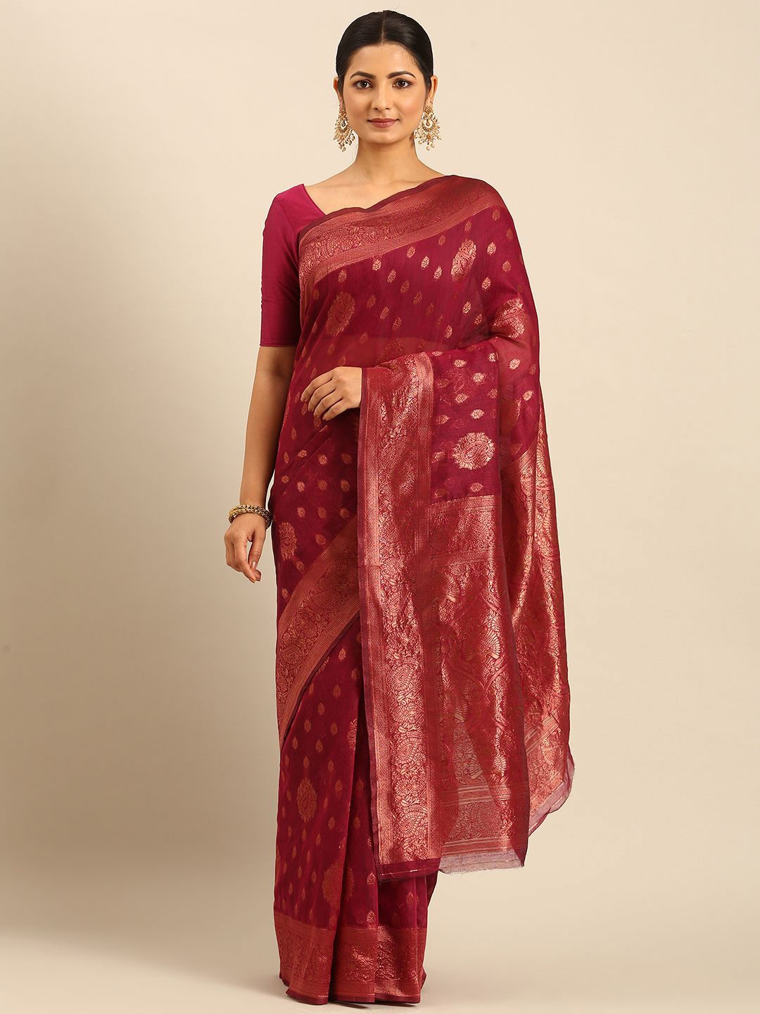 

LeeliPeeri Designer Woven Design Zari Saree, Pink