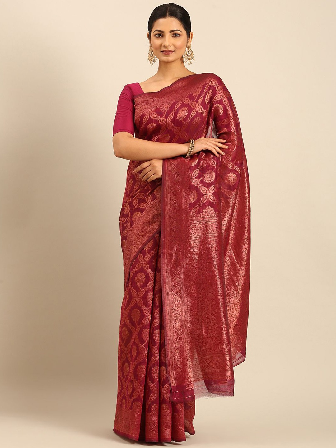 

LeeliPeeri Designer Woven Design Zari Saree, Pink