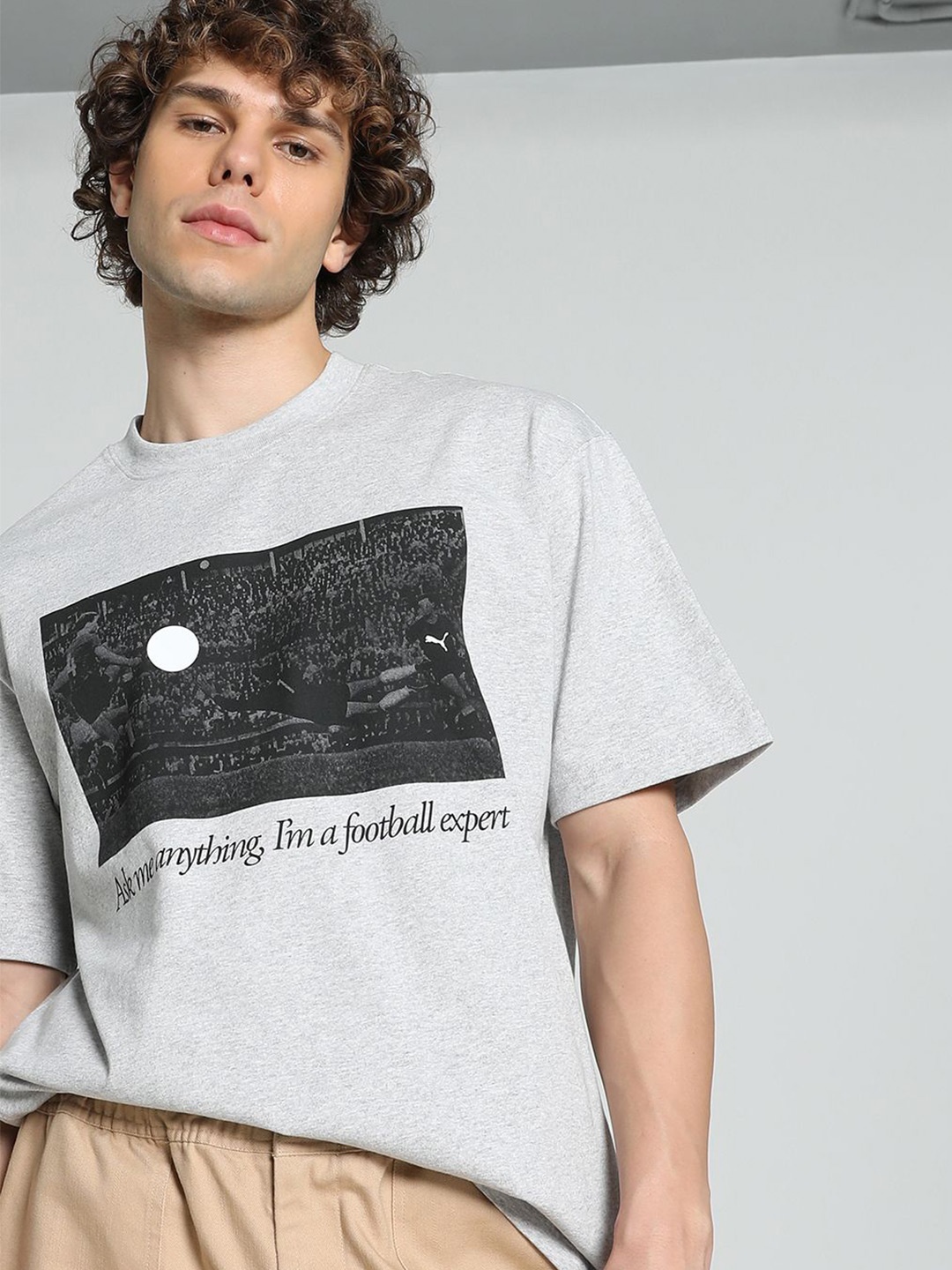 

Puma Graphics Football Expert Relaxed Fit Tee, Grey