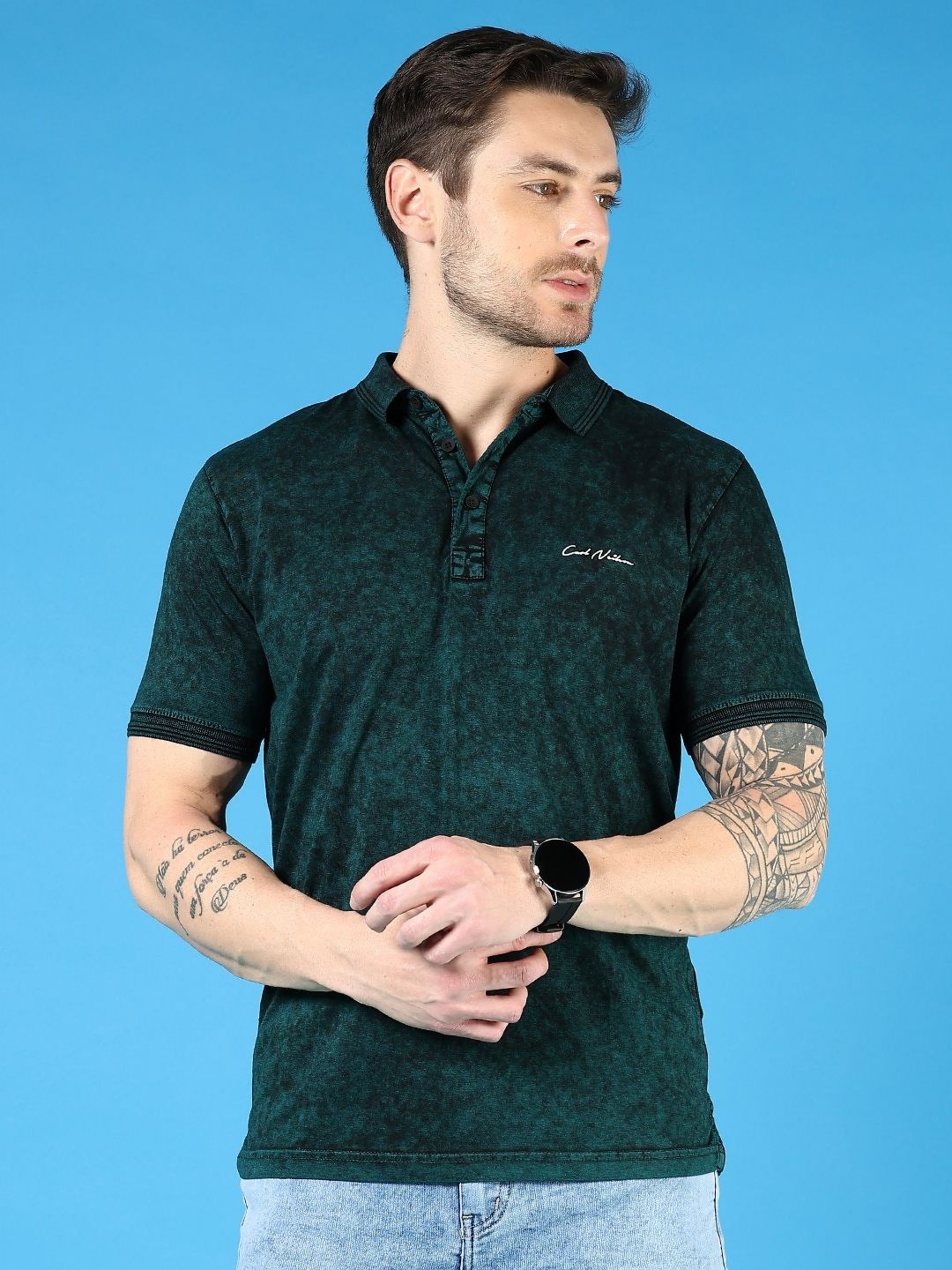 

V-Mart Men Polo Collar Pockets T-shirt, Teal