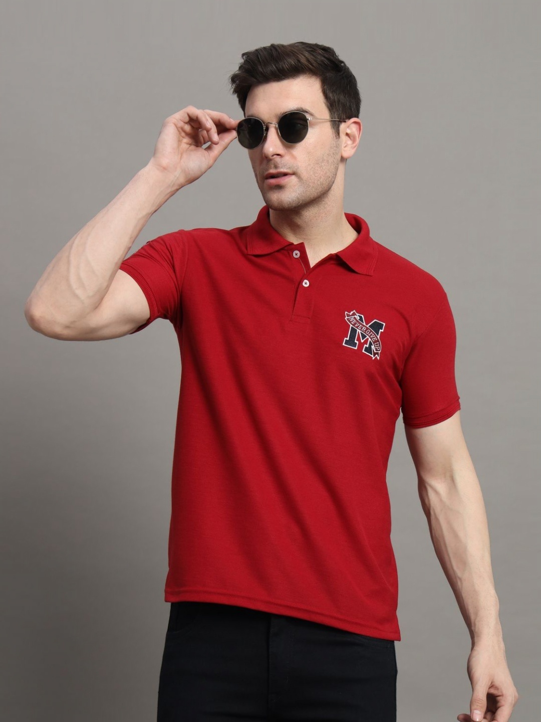 

R.ARHAN PREMIUM Men Polo Collar Pockets T-shirt, Maroon