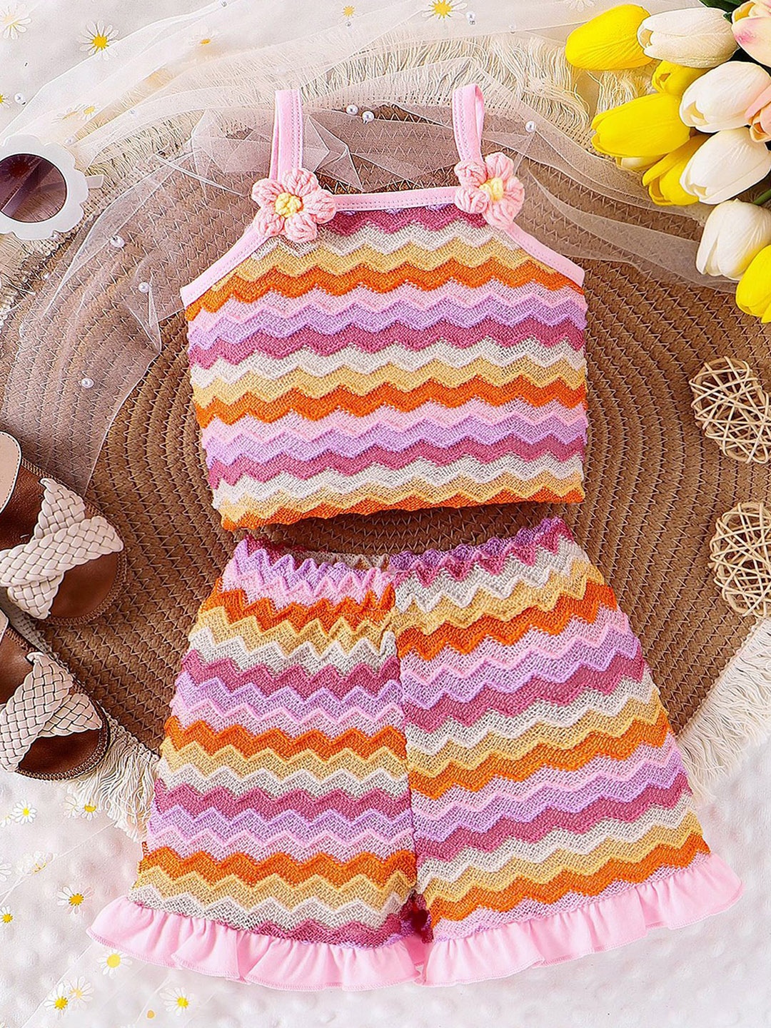 

LULU & SKY Girls Top with Shorts, Pink