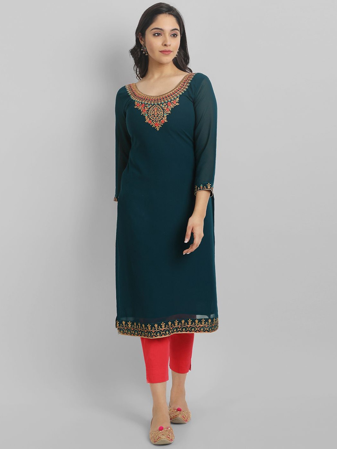 

Jash Creation Embroidered Straight Kurta, Blue