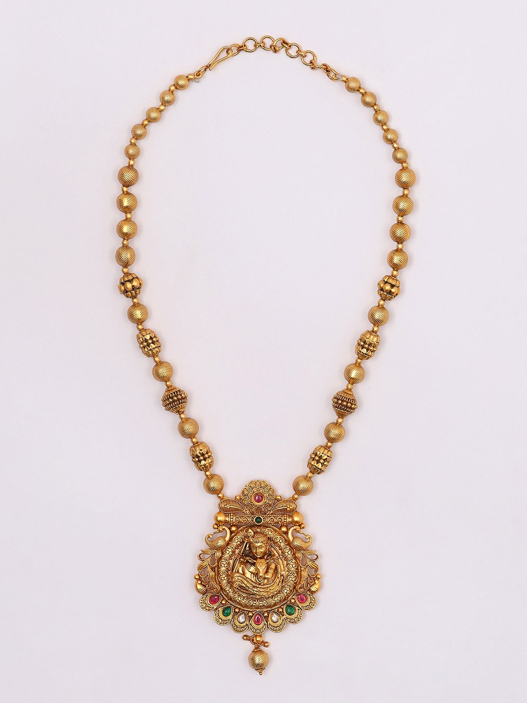 

Exotic India Stone Studded Bal Krishna With Cow Necklace & Earrings Set, Gold