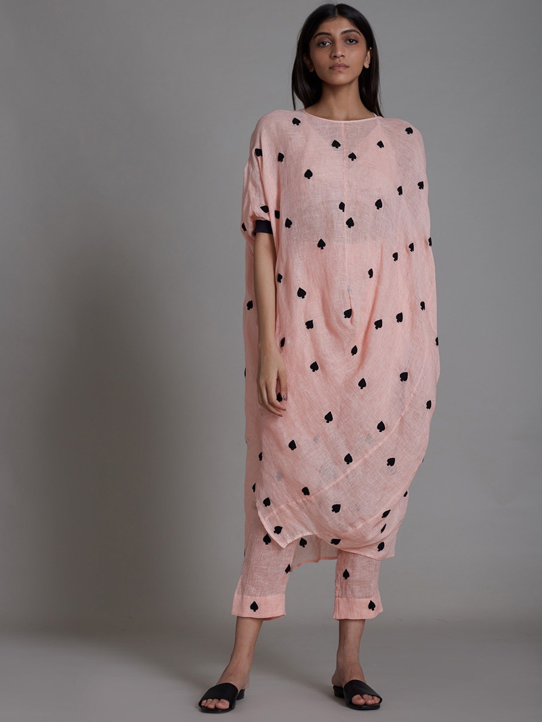 

MATI Women Polka Dot Printed Comfort High-Rise Trousers, Pink