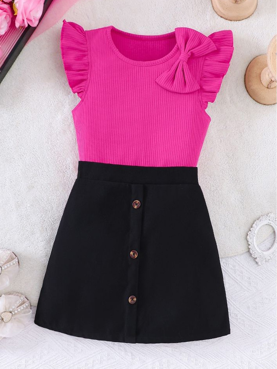 

LULU & SKY Girls Top with Skirt, Rose