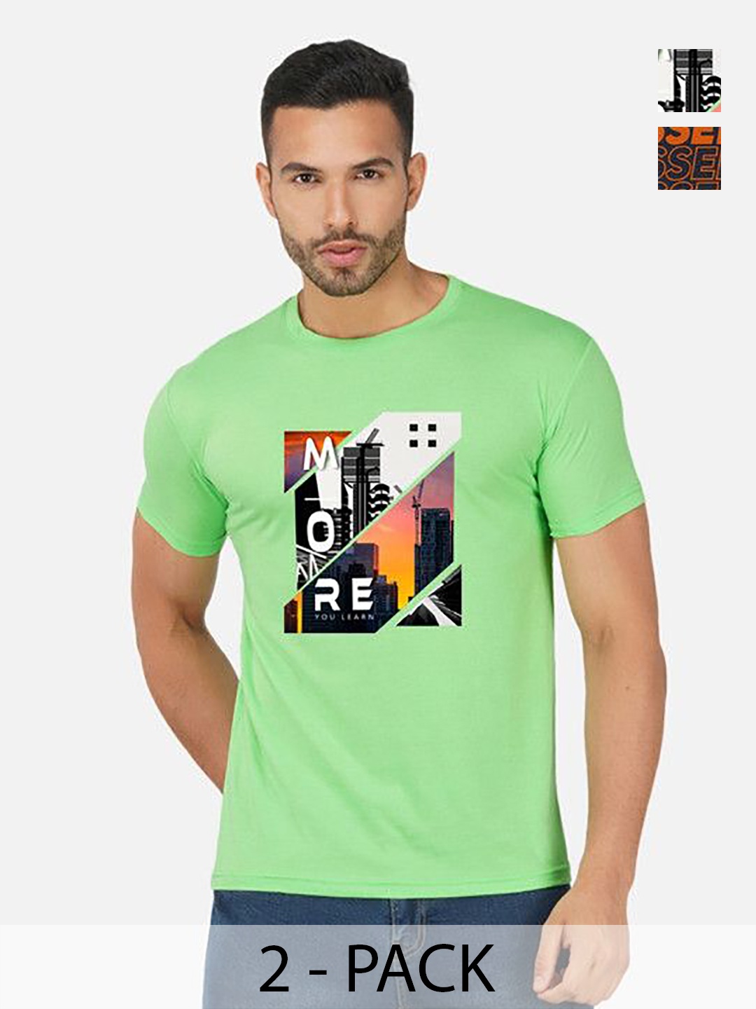 

GLOBAL NOMAD Men 2 Printed Bio Finish Pockets T-shirt, Green