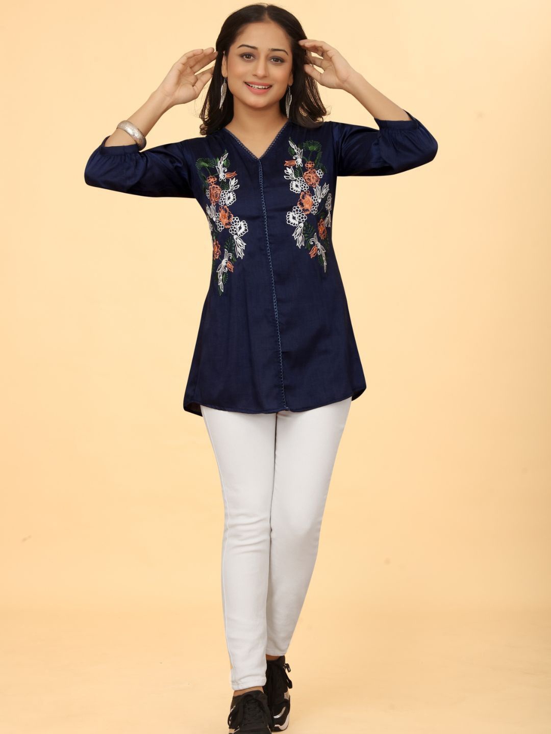 

Puretouch Embroidered Tunic, Blue