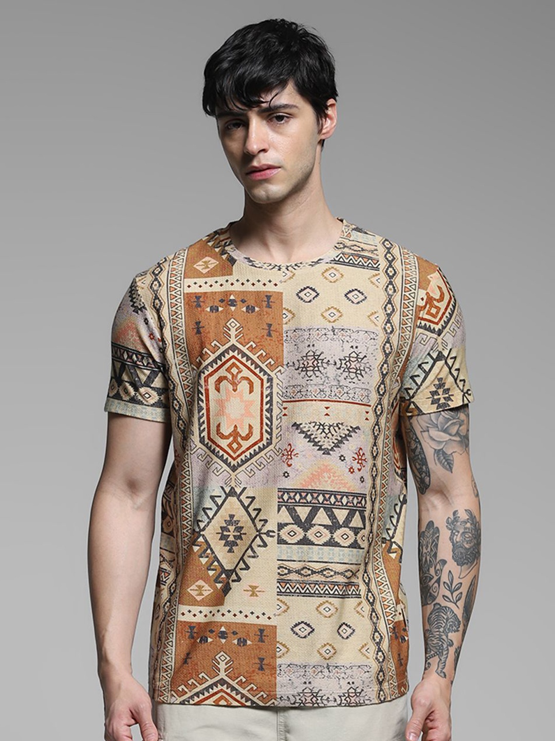 

Jack & Jones Men Printed Raw Edge T-shirt, Multi