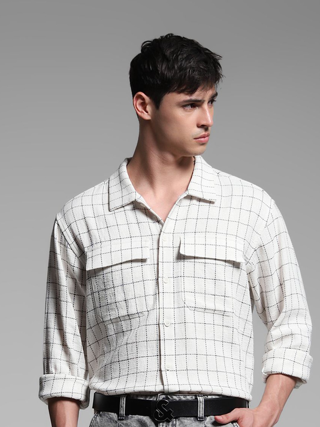 

Jack & Jones Men Opaque Checked Casual Shirt, White