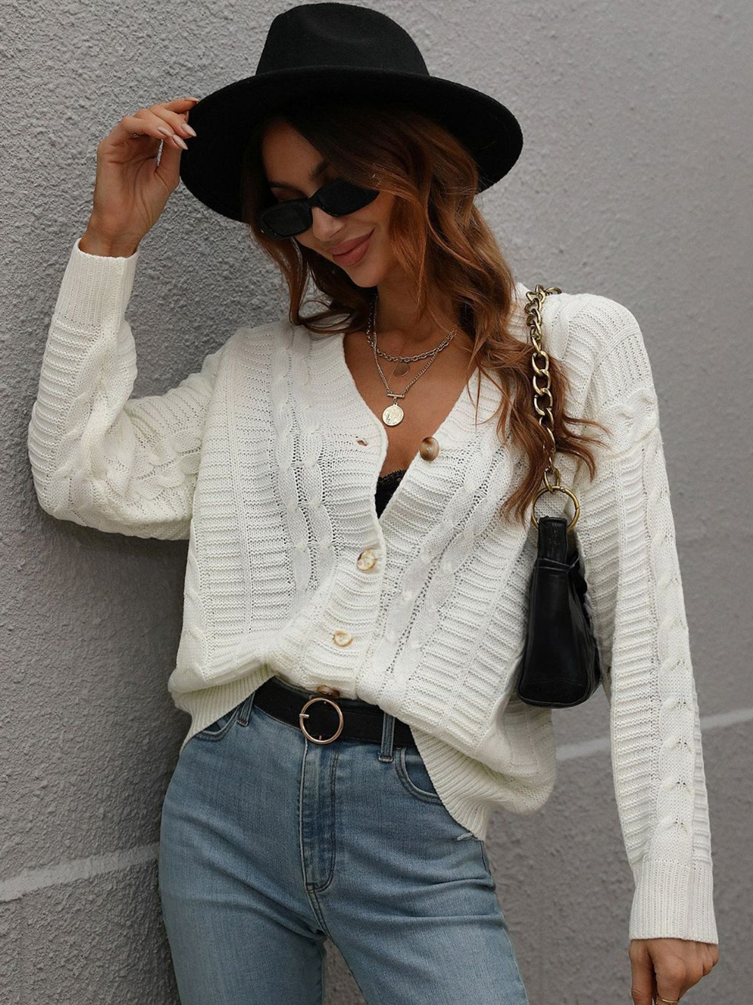 

Oh Rare Women Striped Cardigan, White