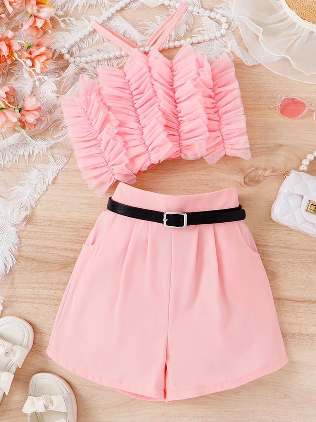 

LULU & SKY Girls Top with Shorts, Pink