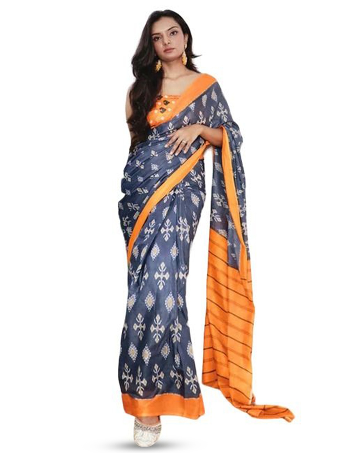 

HMP Fashion Batik Ikat Saree, Blue