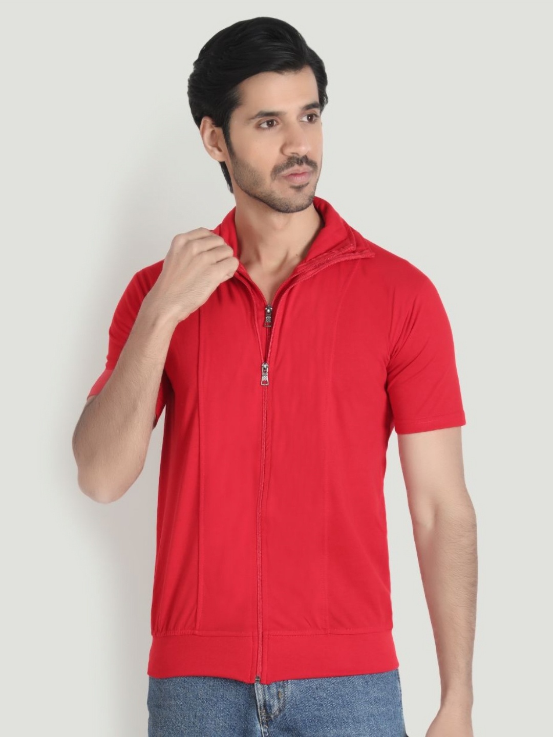 

Black Collection Men Sports High Neck T-shirt, Red
