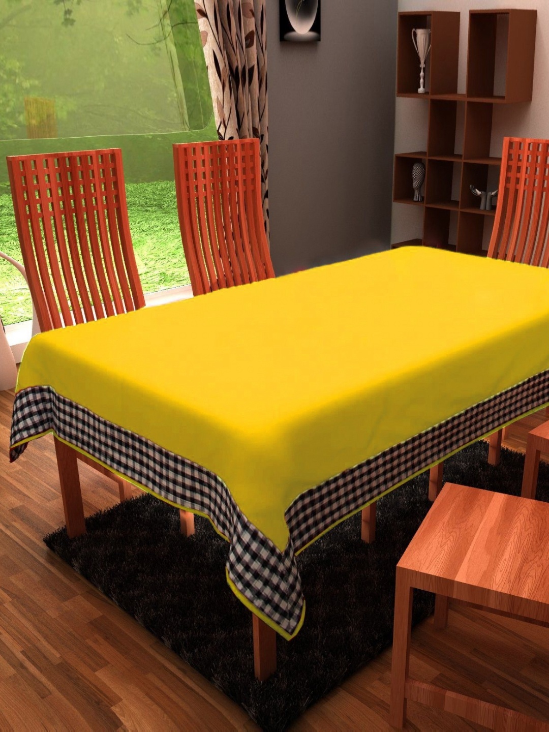 

Home Heart Yellow Cotton 6-Seater Table Cover with Patchwork details