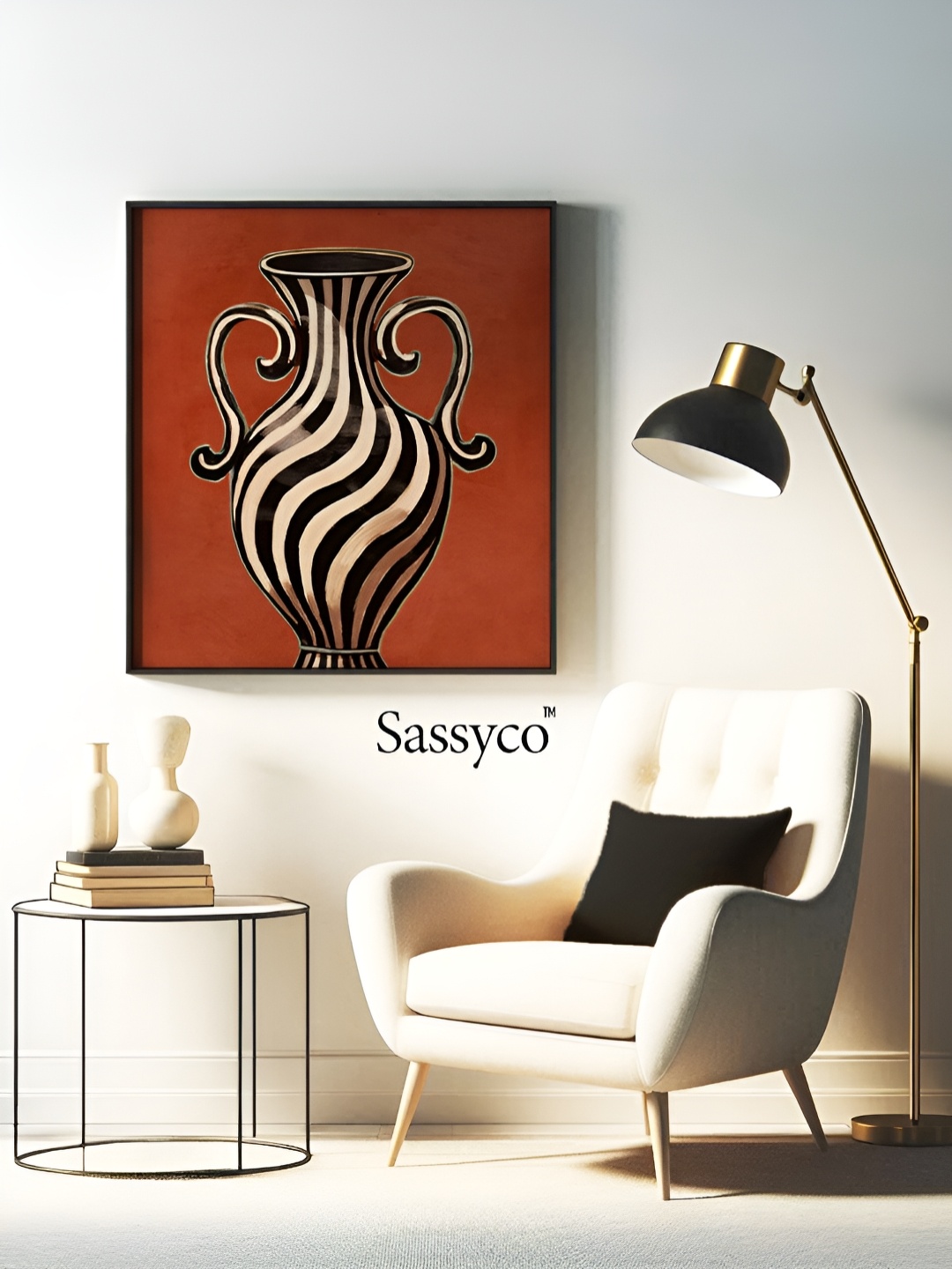 

Sassyco Red & White 1 Piece Canvas Abstract Wall Paintings