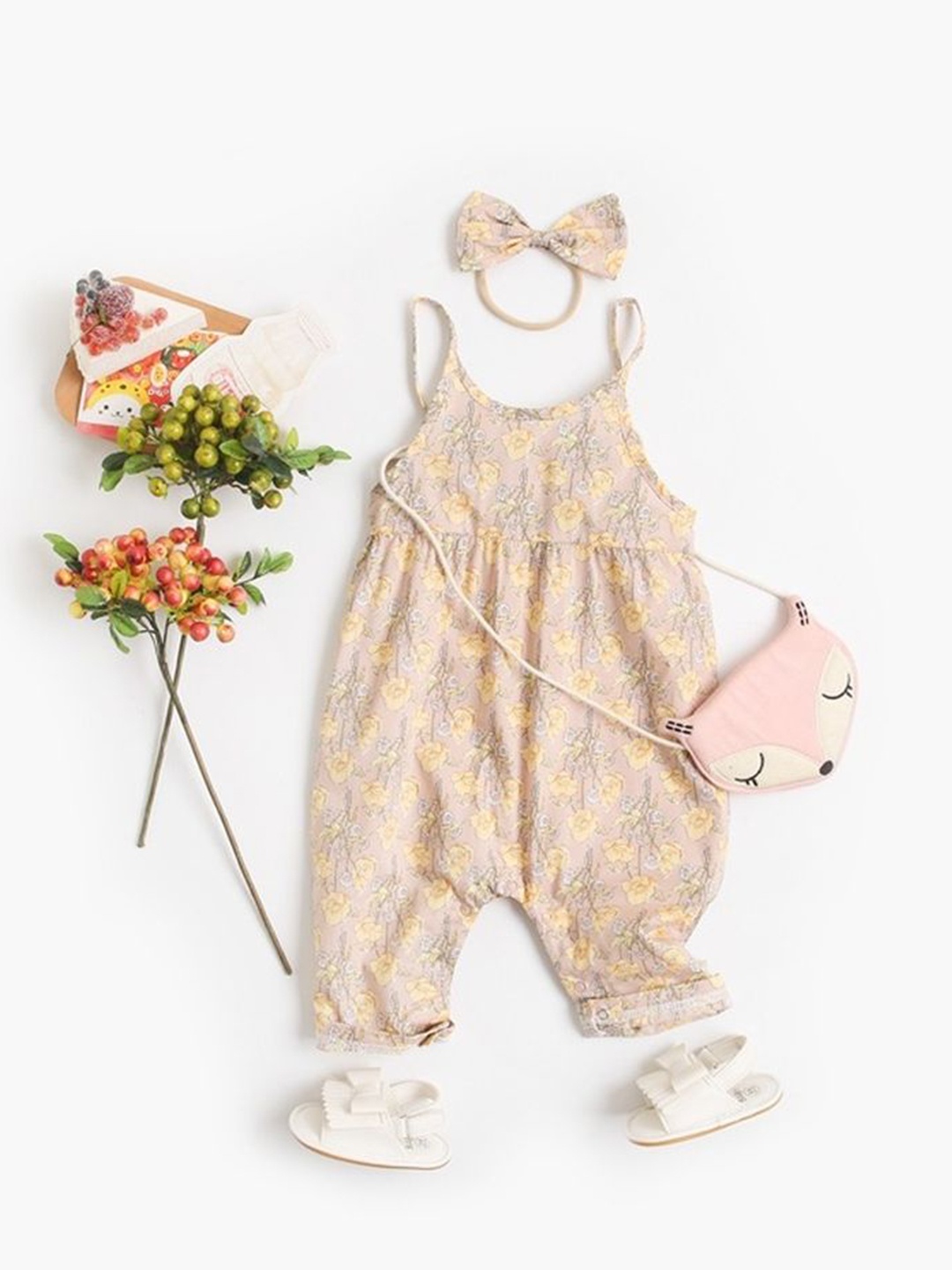 

LULU & SKY Girls Printed Basic Jumpsuit, Pink