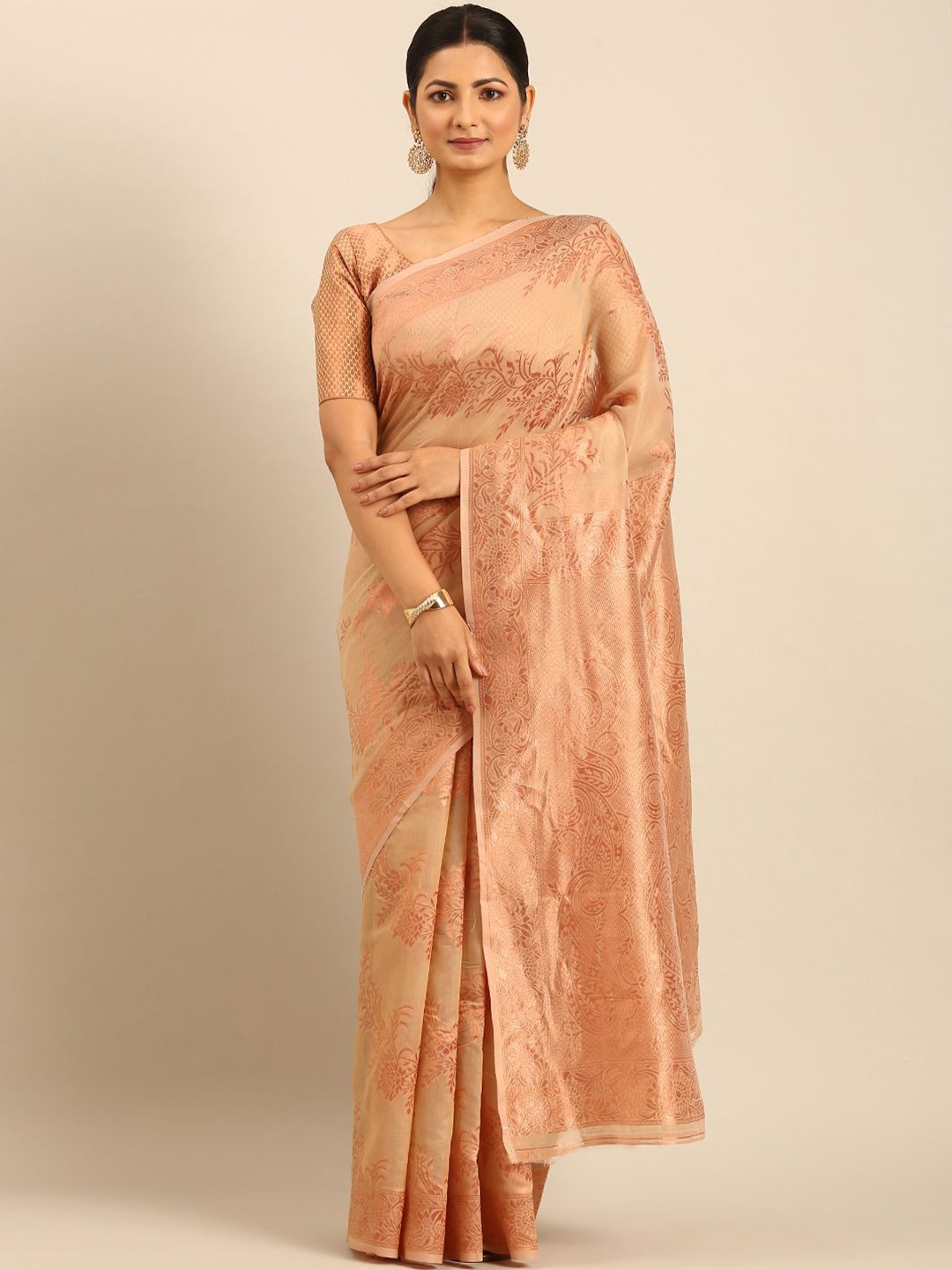 

LeeliPeeri Designer Woven Design Zari Saree, Beige