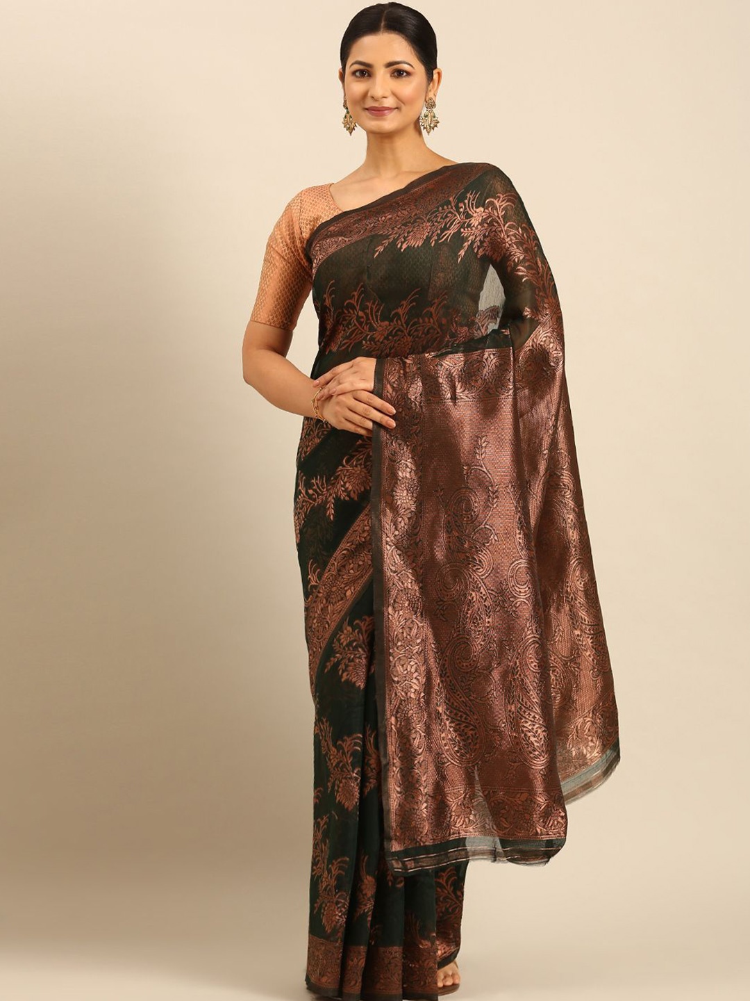 

LeeliPeeri Designer Woven Design Zari Saree, Black