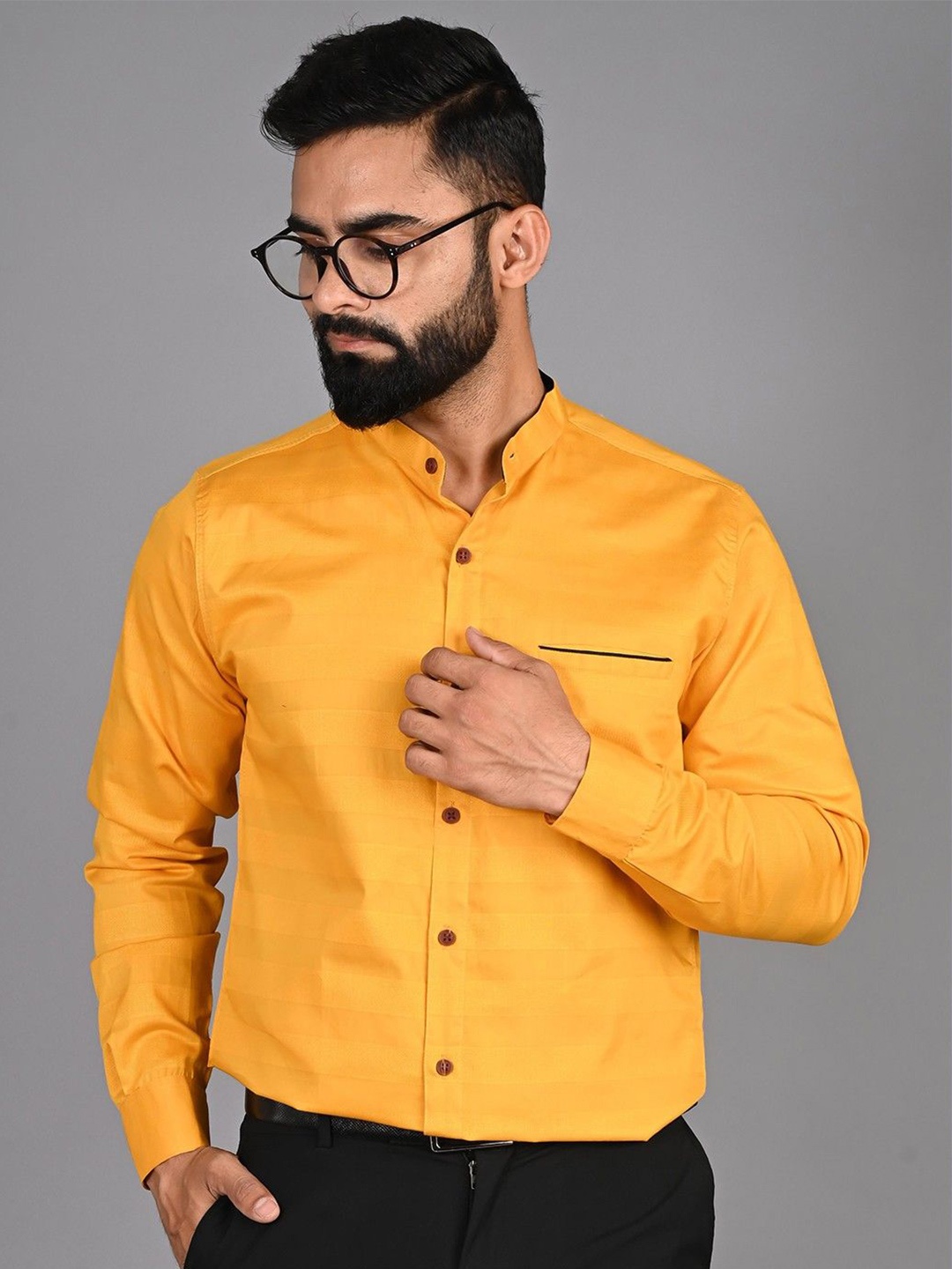 

PulseIQ Men Modern Multi Stripes Opaque Casual Shirt, Yellow