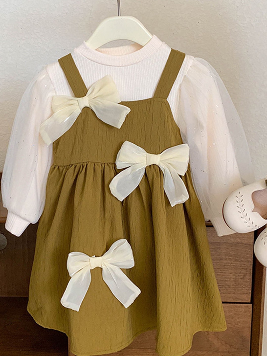 

LULU & SKY Cuff Sleeves Fit & Flare Dress, Khaki