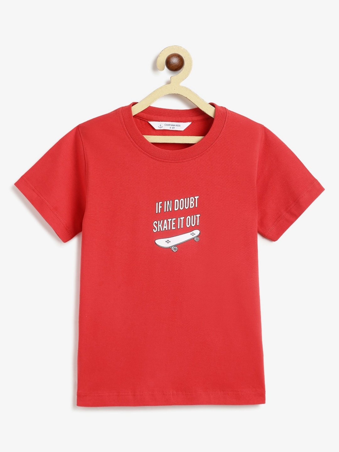 

Campana Boys Graphic Printed Round Neck Cotton T-shirt, Red