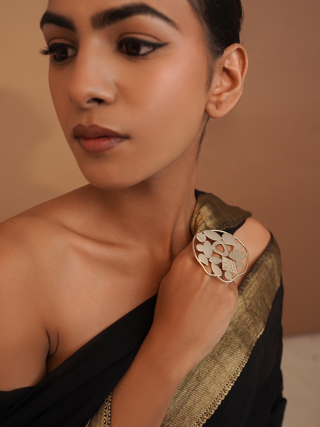 

ROYAL PITARAH Gold-Plated Clara Statement Adjustable Finger Ring