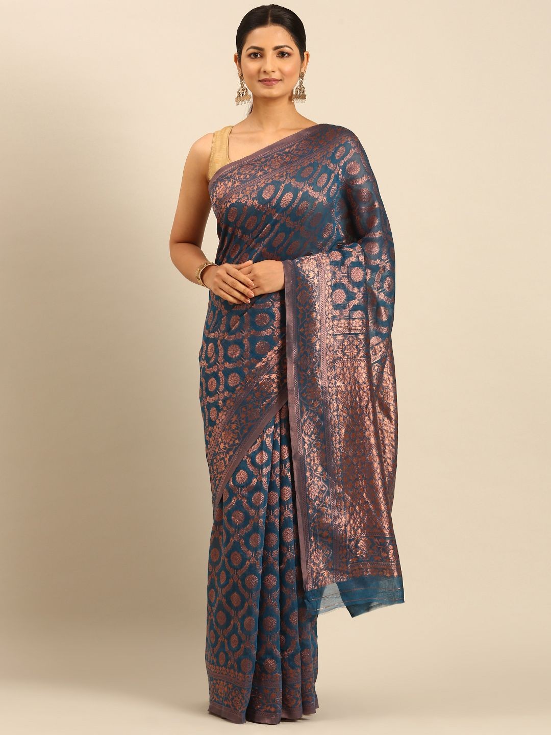

LeeliPeeri Designer Woven Design Zari Saree, Teal