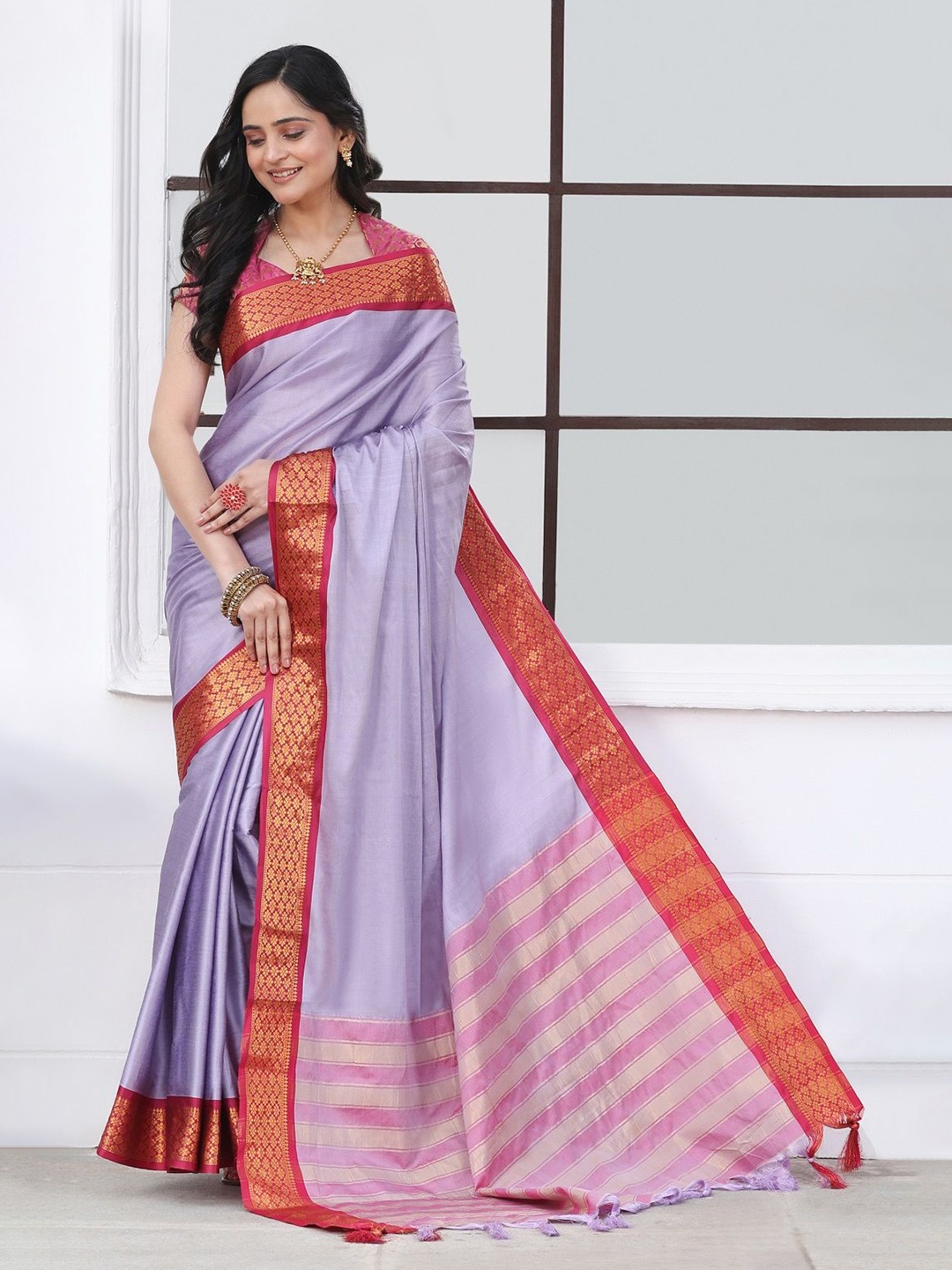 

Sarvada Zari Pure Silk Kanjeevaram Saree, Purple