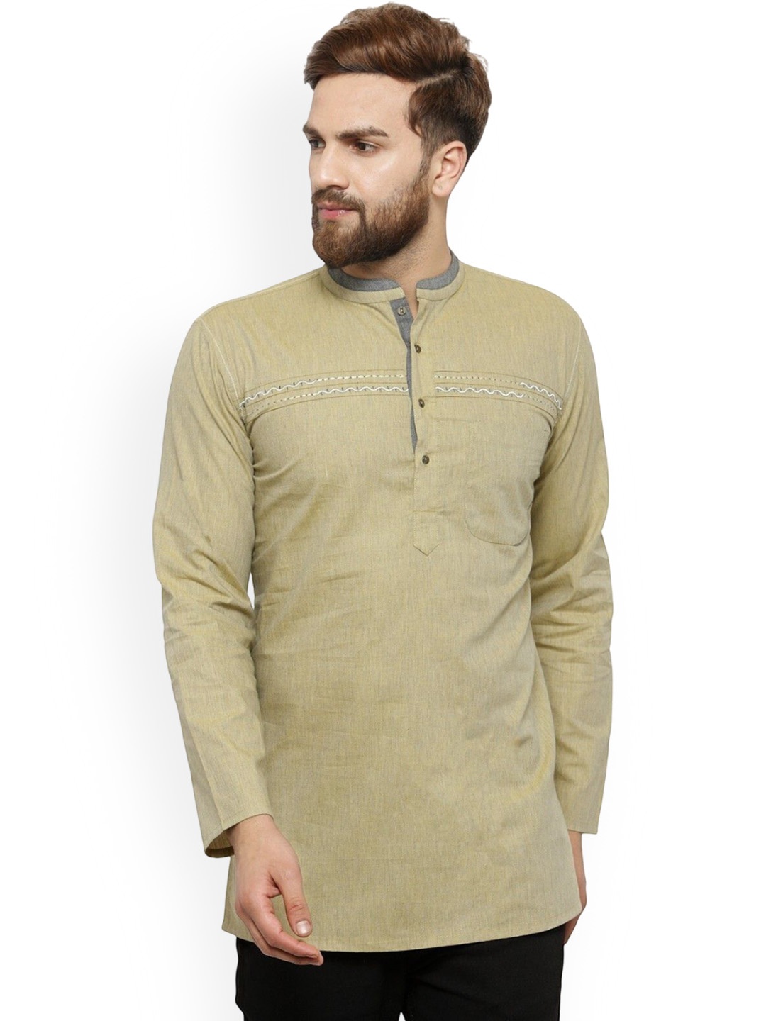 

Arch element Men Thread Work Kurta, Beige