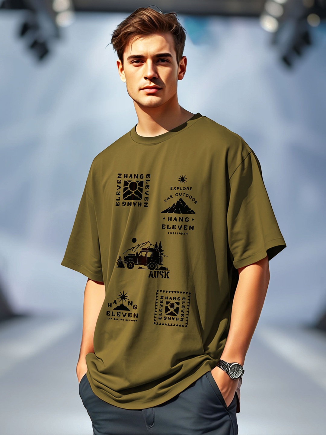 

AUSK Men Printed T-shirt, Green