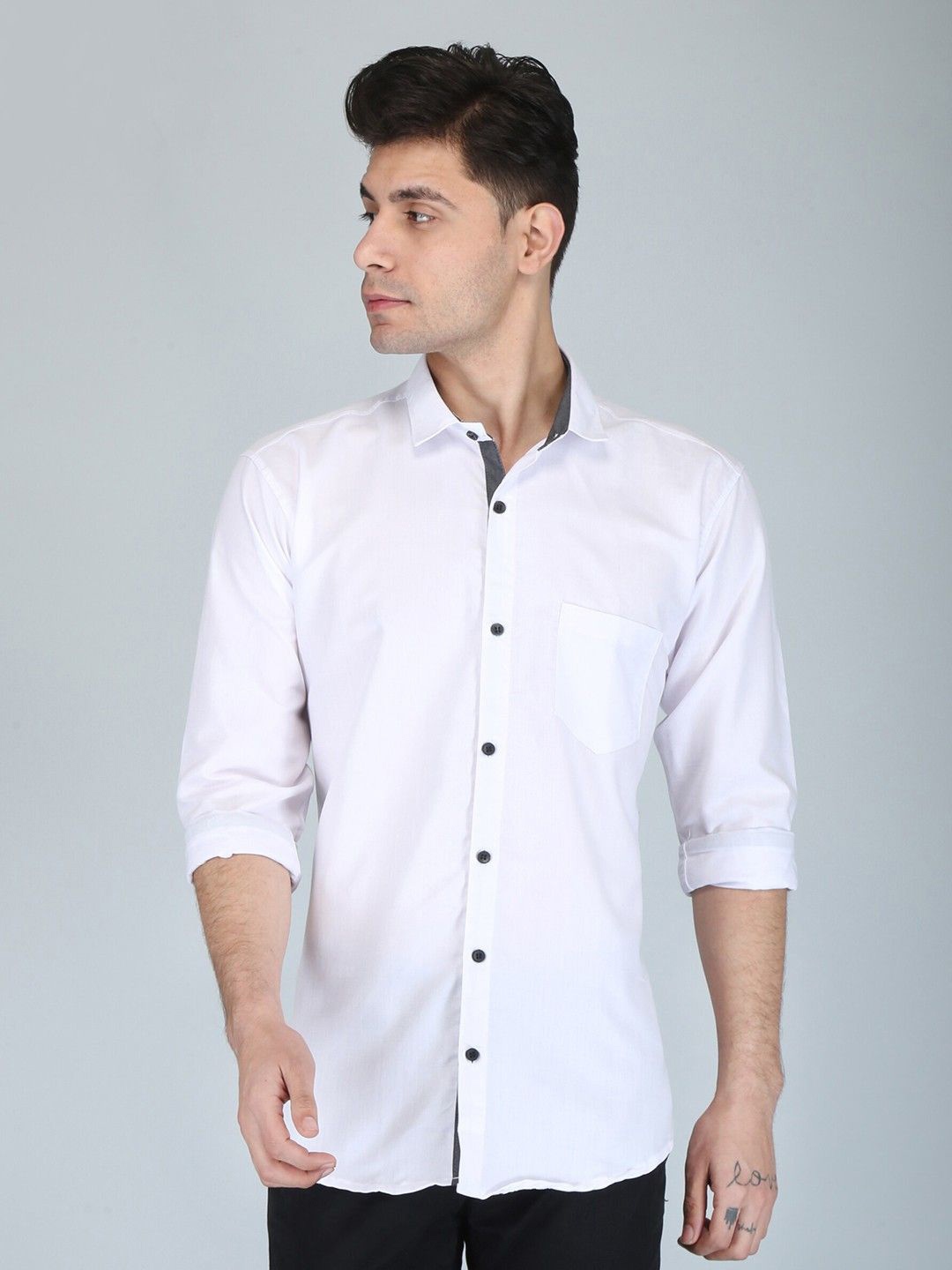 

PulseIQ Men Slim Fit Opaque Casual Shirt, White