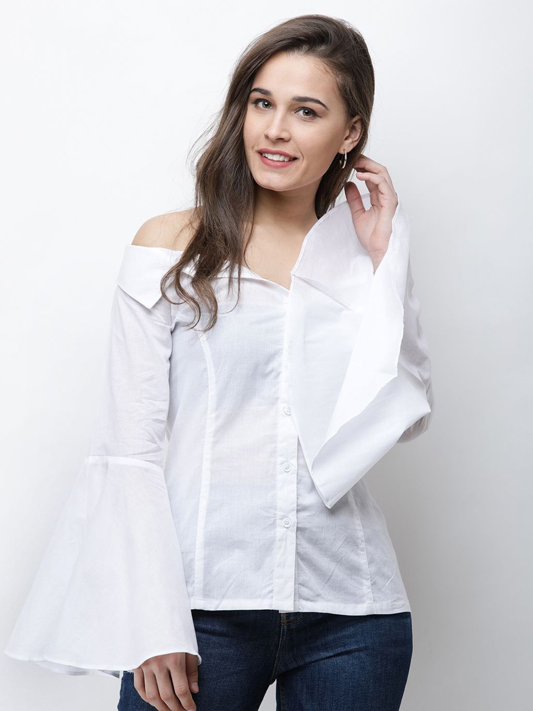 

Moda Rapido Women Slim Fit Opaque Casual Shirt, White