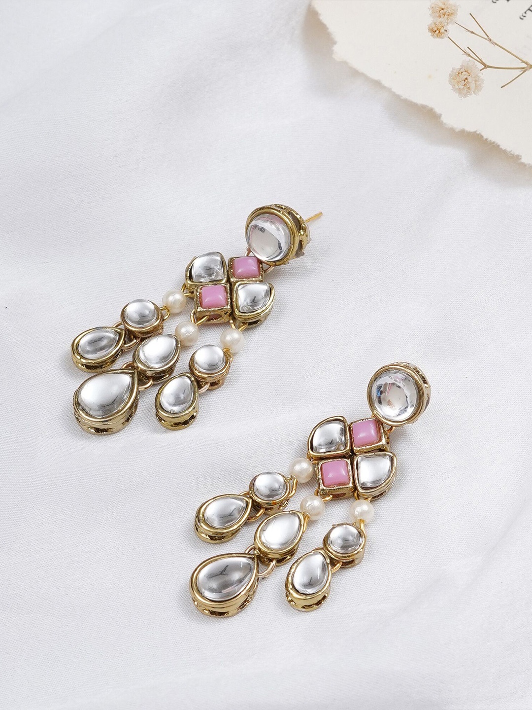 

BeAbhika Contemporary Drop Earrings, Pink