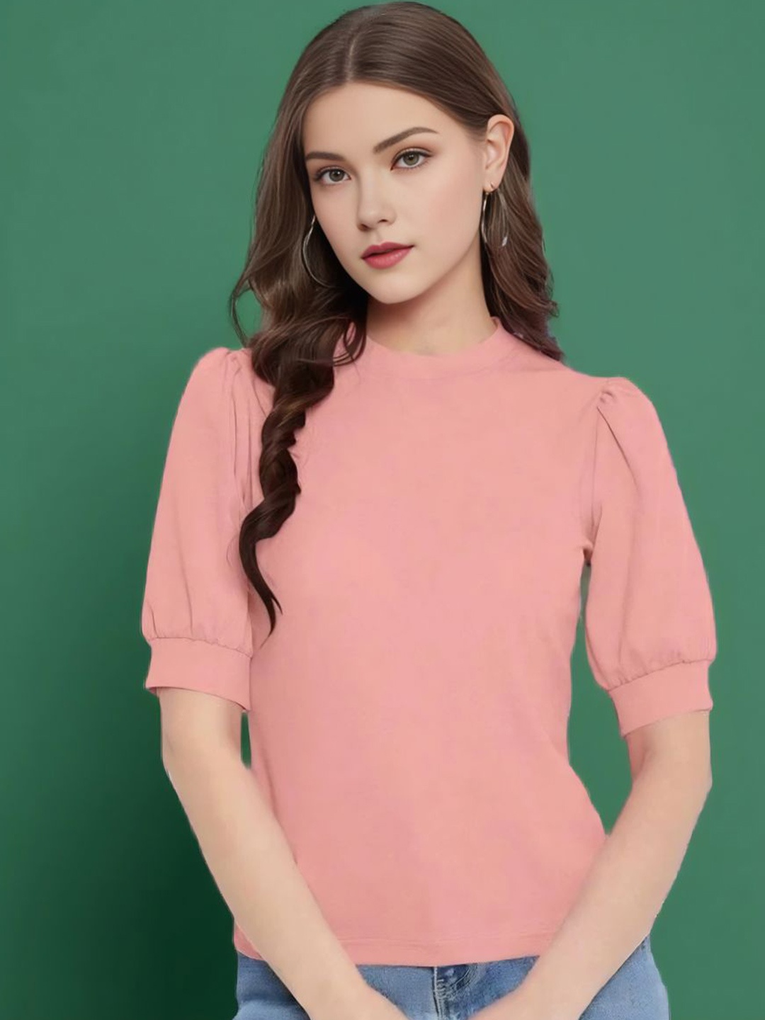 

Moda Rapido Puff Sleeve Cotton Top, Peach