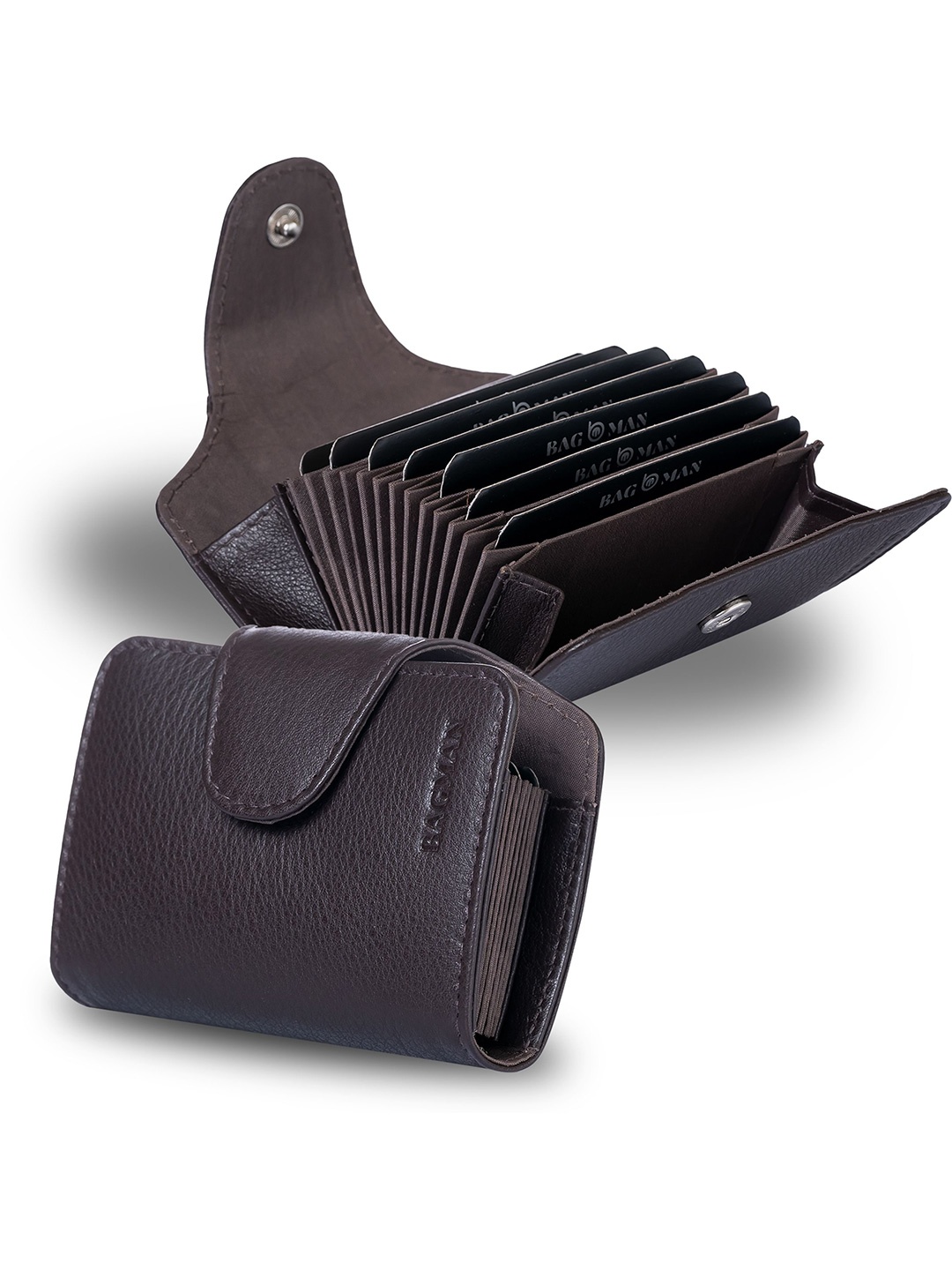 

BAGMAN Men Leather Card Holder, Brown