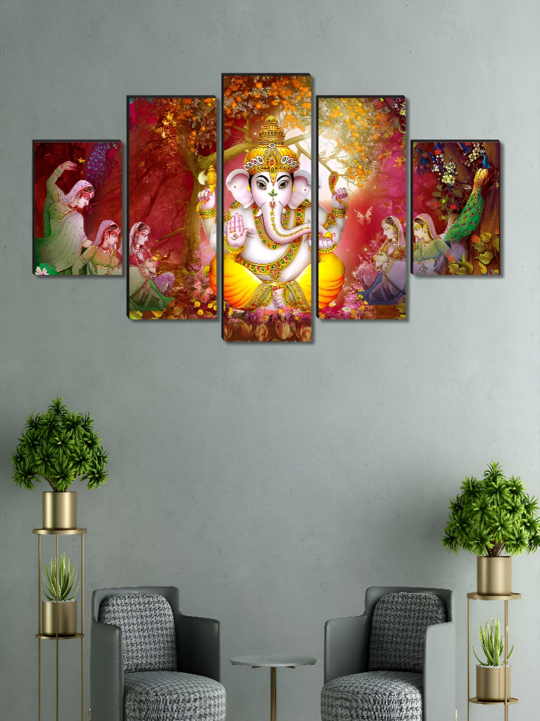 

Myntra Elegant Homes Pink & White 5 Piece Wood Religious Wall Paintings