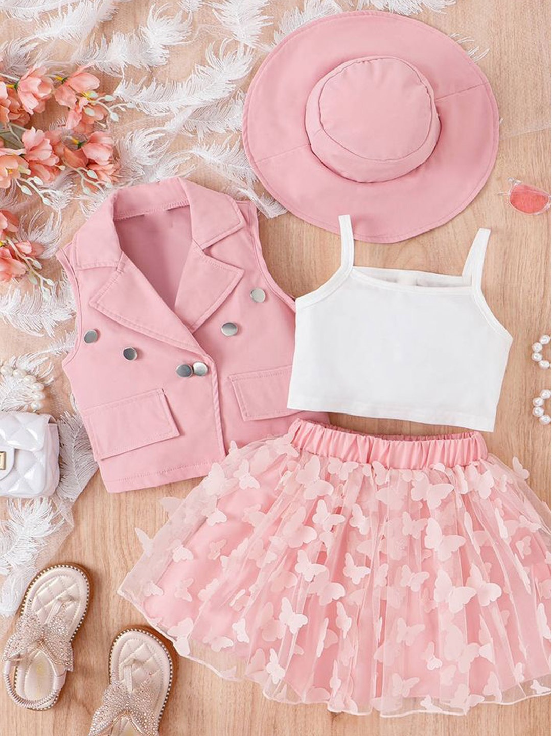 

LULU & SKY Girls Top with Skirt, Pink