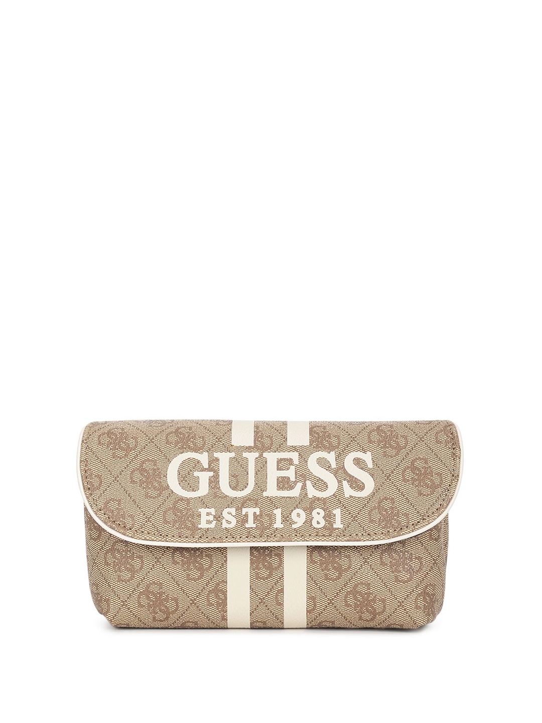

GUESS Printed PU Structured Handheld Bag, Beige