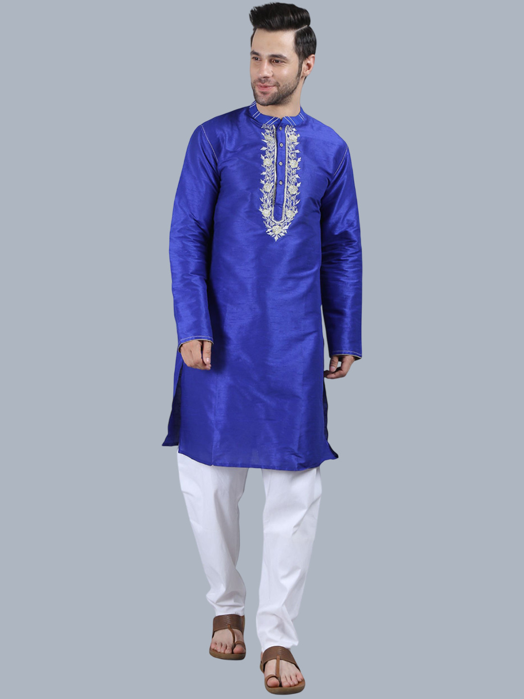 

Arch element Men Thread Work Kurta, Blue