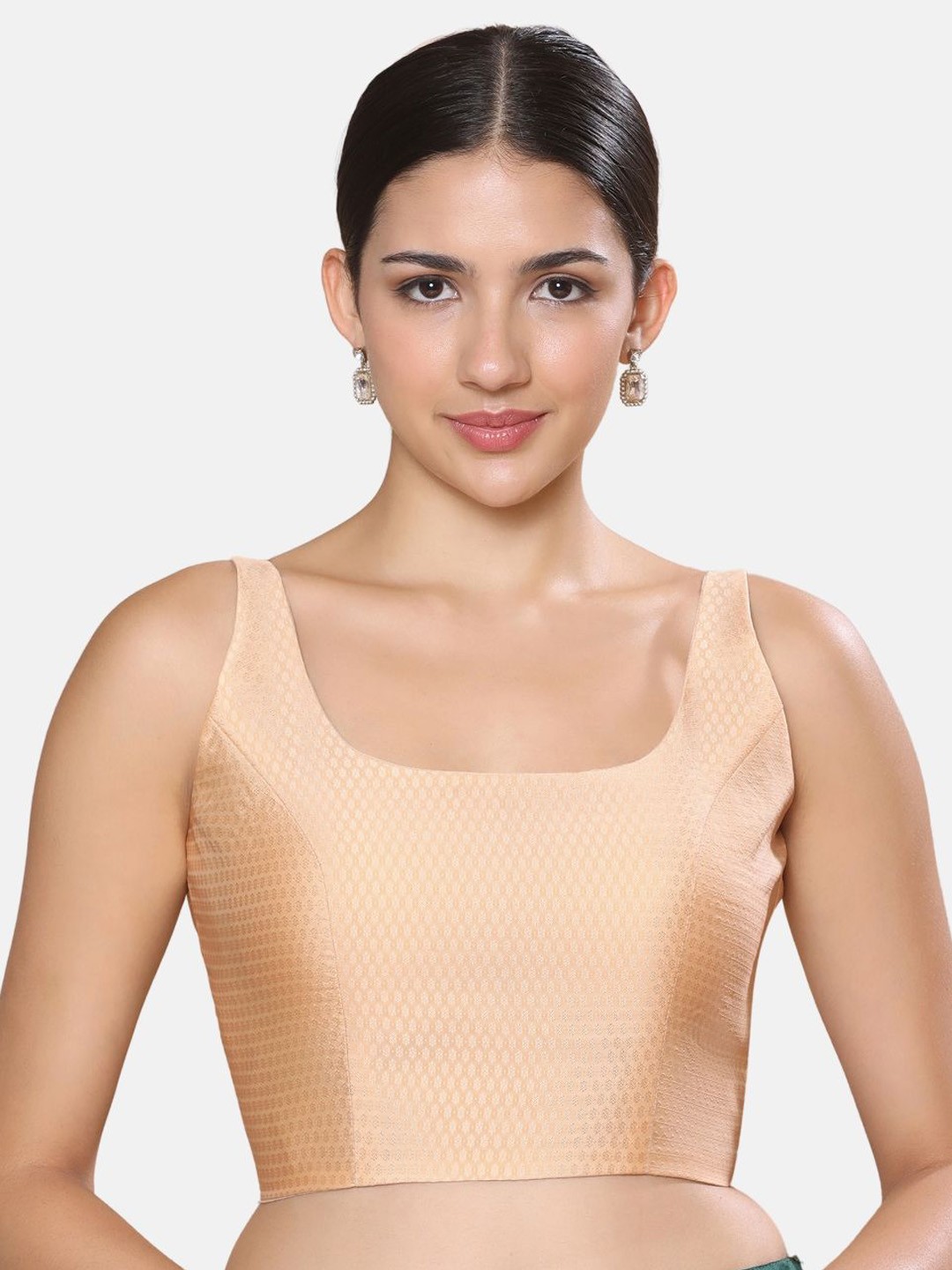 

Studio Shringaar Sleeveless Padded Saree Blouse, Peach