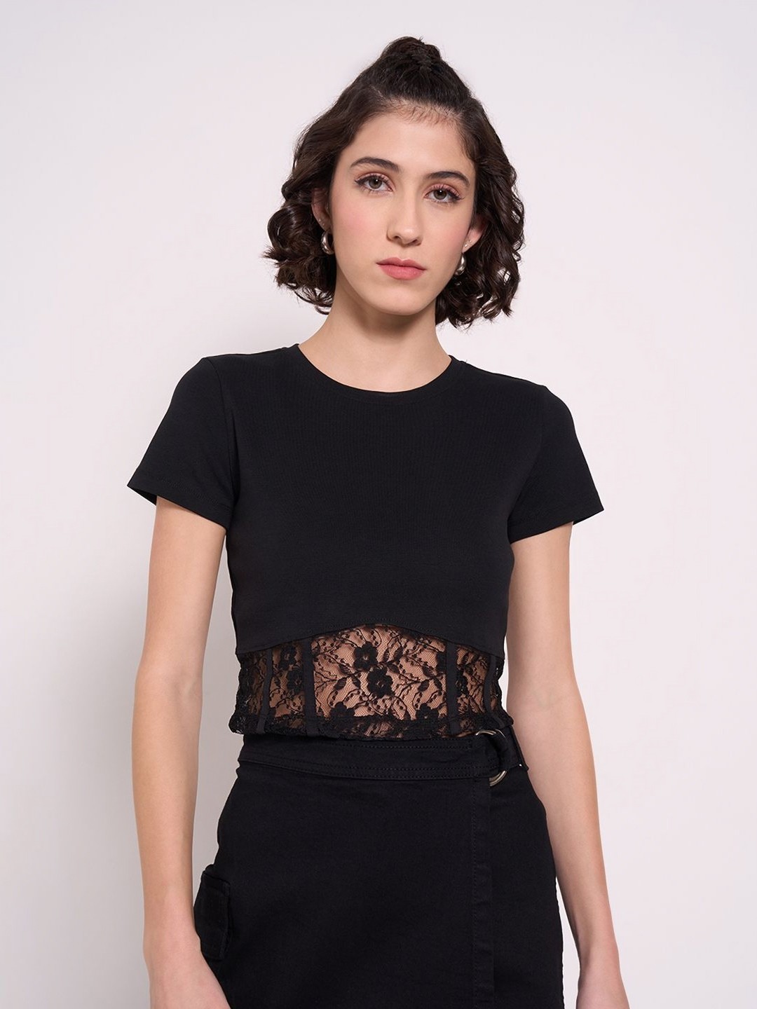 

SF JEANS by Pantaloons Women Slim Fit T-shirt, Black