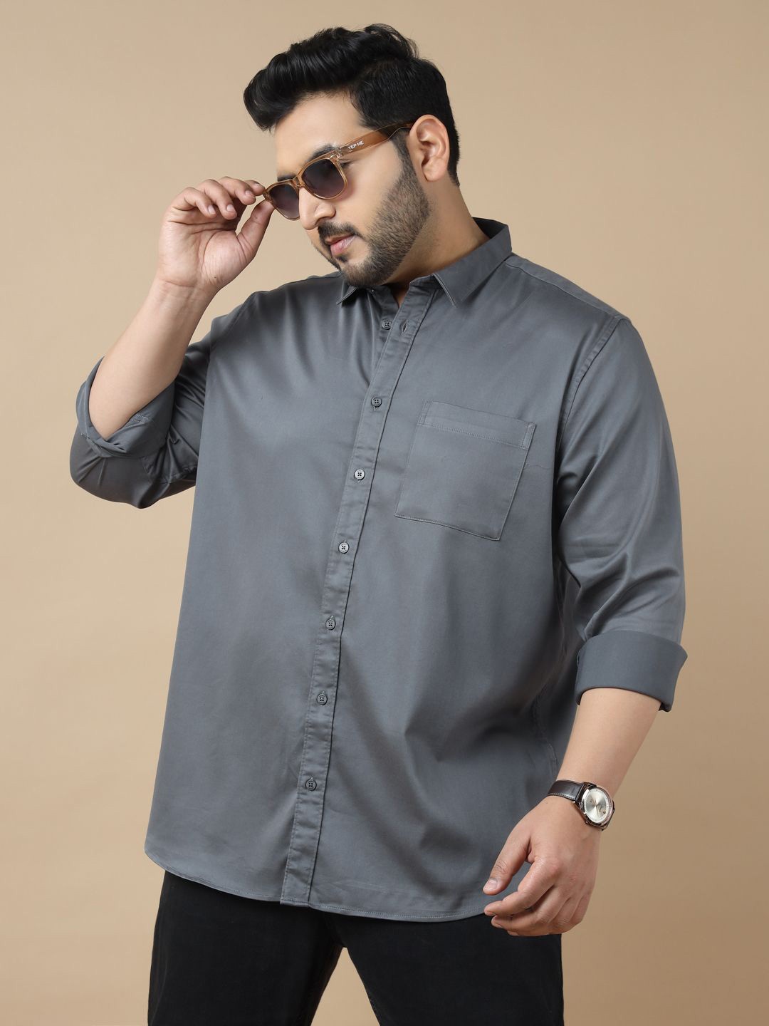 

Sztori Men Standard Slim Fit Opaque Casual Shirt, Grey