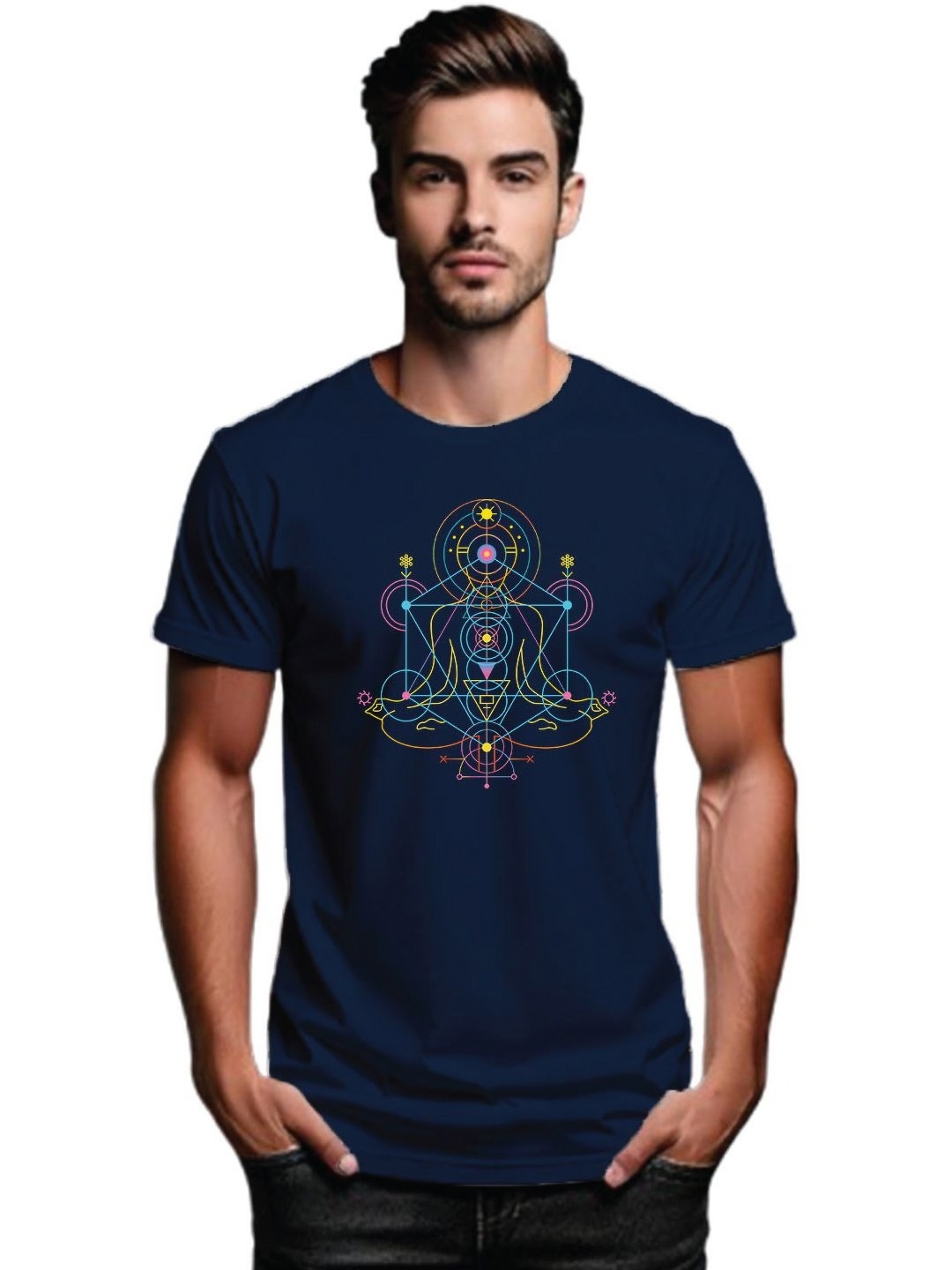 

Tantra Men Typography Printed T-shirt, Navy blue