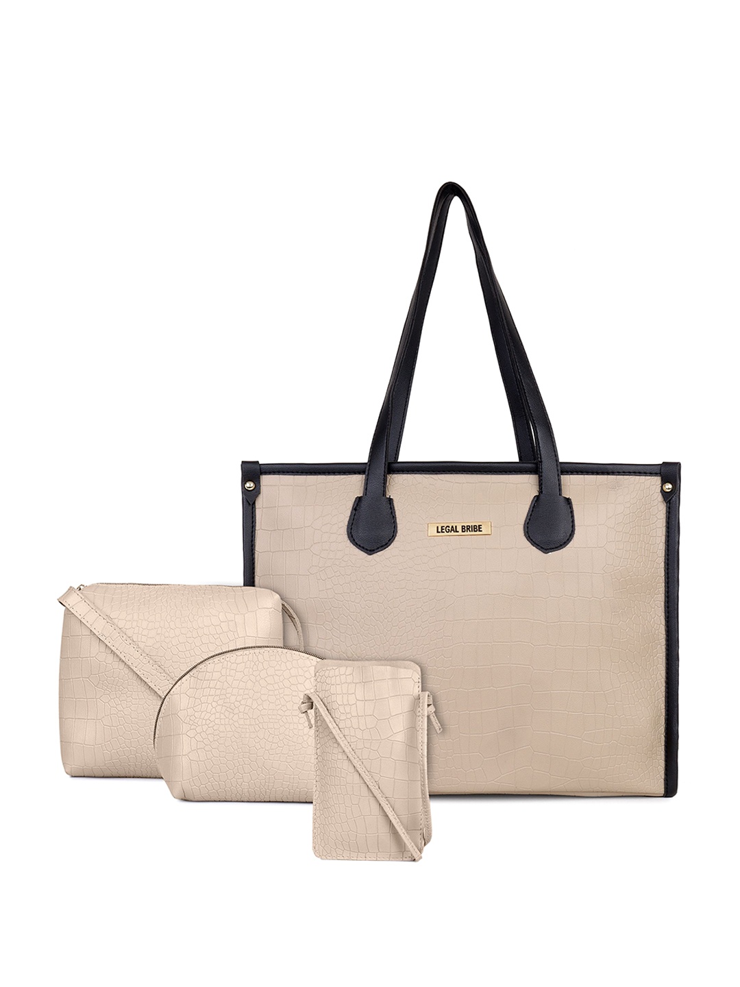 

LEGAL BRIBE PU Structured Tote Bag, Beige