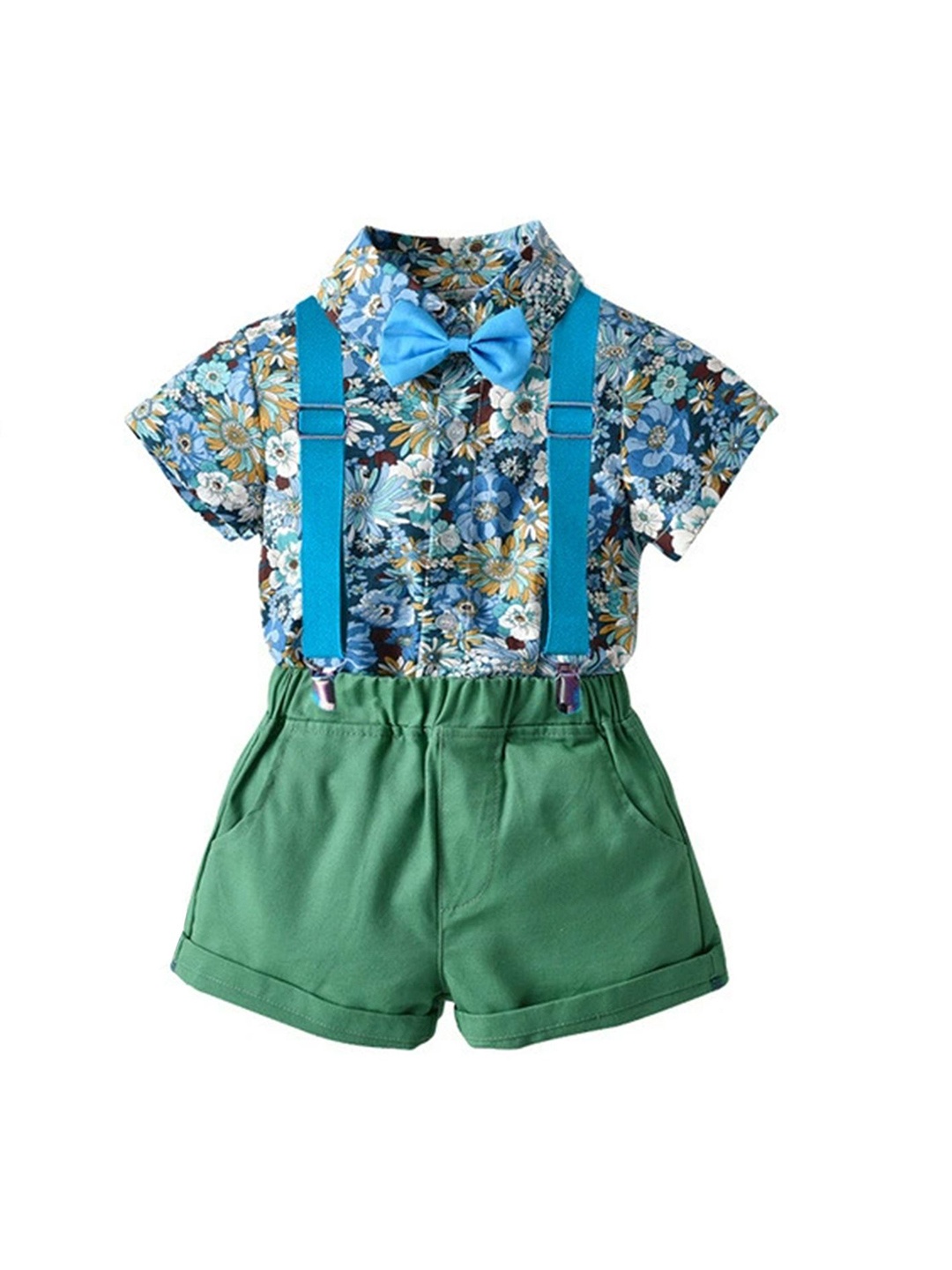 

LULU & SKY Boys Printed Shirt with Shorts, Green