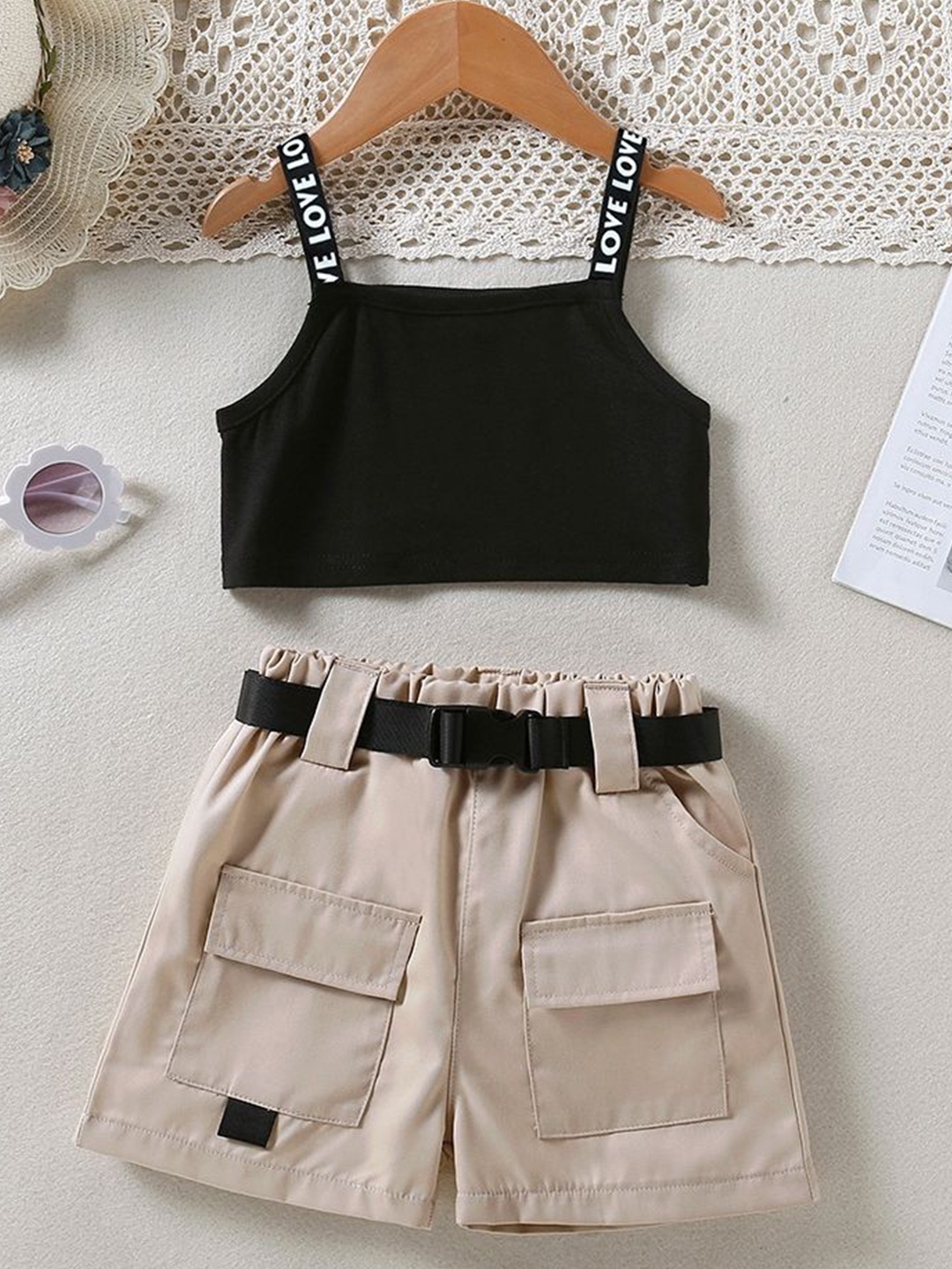 

LULU & SKY Girls Top with Shorts, Black