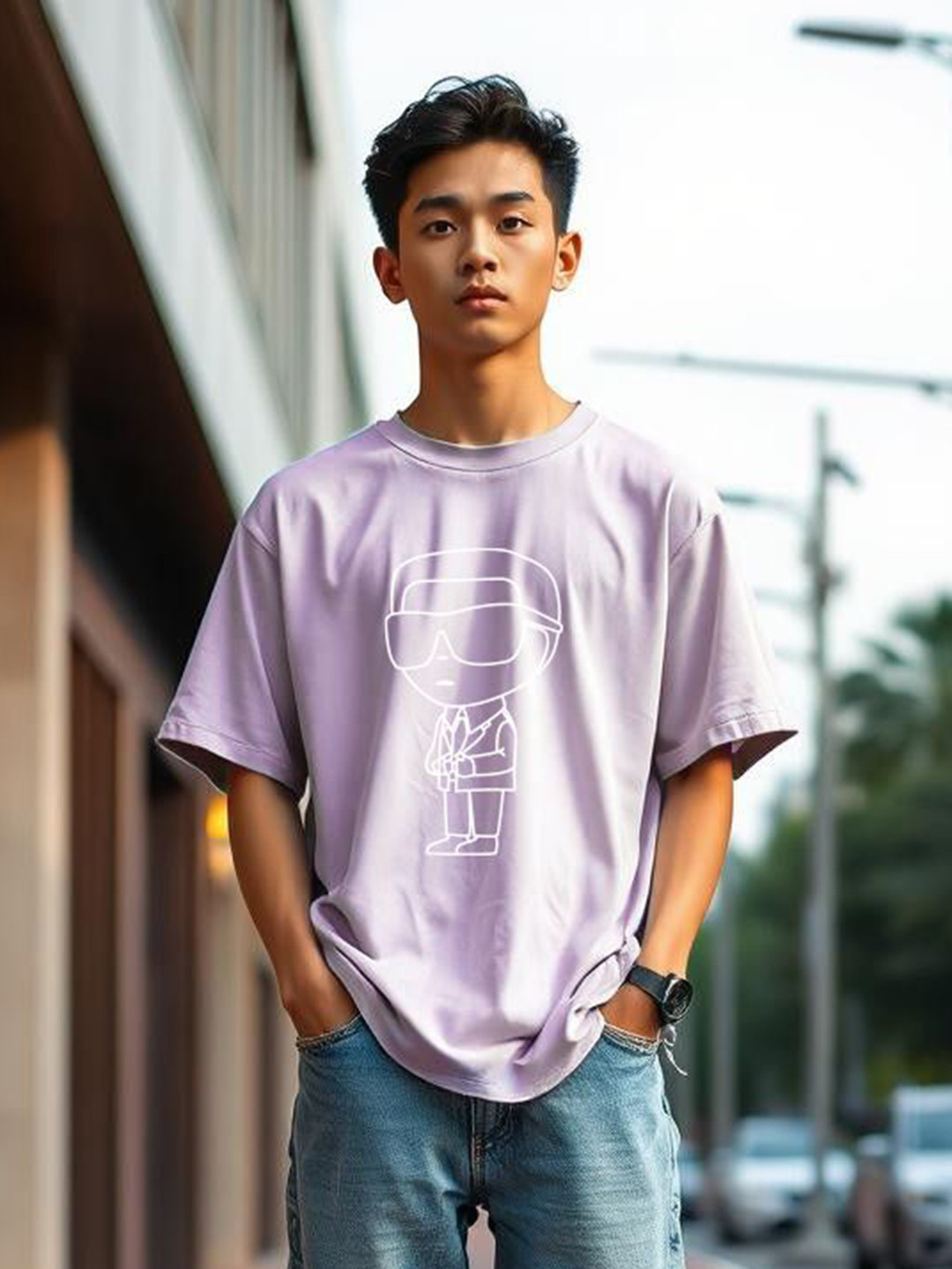 

TOGS & TERRE Men Typography Printed Organic Cotton T-shirt, Lavender