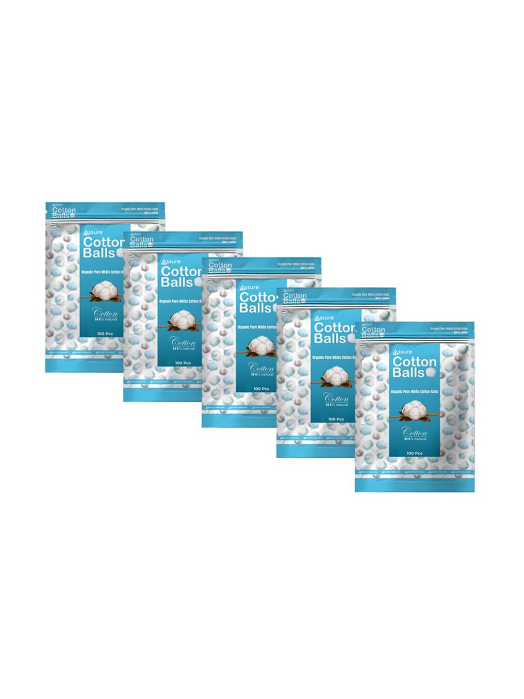

Assure Set Of 5 White Makeup Remover Cotton Balls- 100 Pcs Each